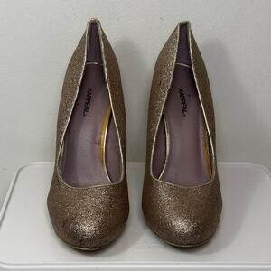 XAppeal Gold Glitter High Heel Pumps, Size 8